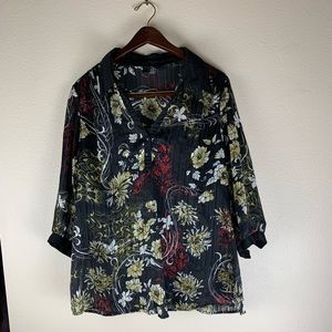 Separates Top Size 1X floral button down dress classy top